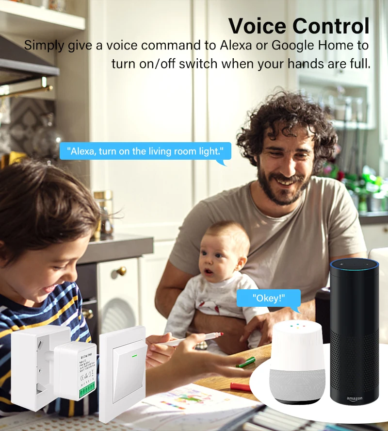 Aubess-Interruptor Inteligente Controle Remoto, Temporizador de Voz,