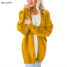 MoneRiff осень зима рукав летучая мышь Трикотаж Кардиган женский большой размер вязаный свитер кардиган женский модный джемпер пальто