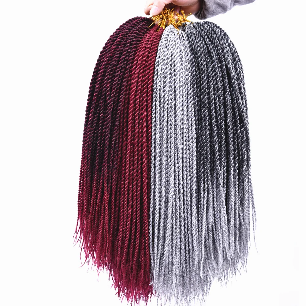 Full Star 30Roots/Pack 14" 18" Senegalese Twist Synthetic Hair 1 Packs Ombre Brown Black Bug Crochet Braids for women