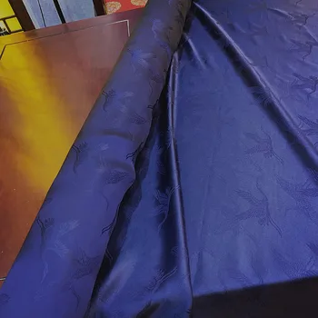 

Original Jacquard chinese costume Navy Color Silk Fabric Chinese-Style Mulberry Silk Fabric Silk Cheongsam Fabric