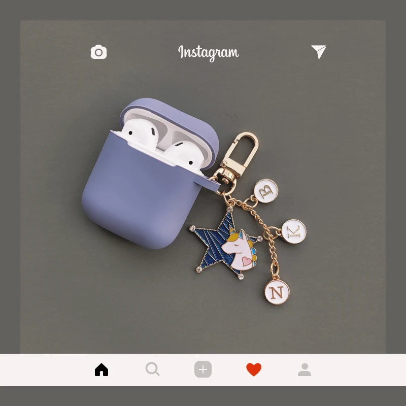 

Cute Cartoon Unicorn Earphone Case For Apple AirPods 2 Soft Silicone Wireless Earphone Charging Box Protect Cover With Keyring
