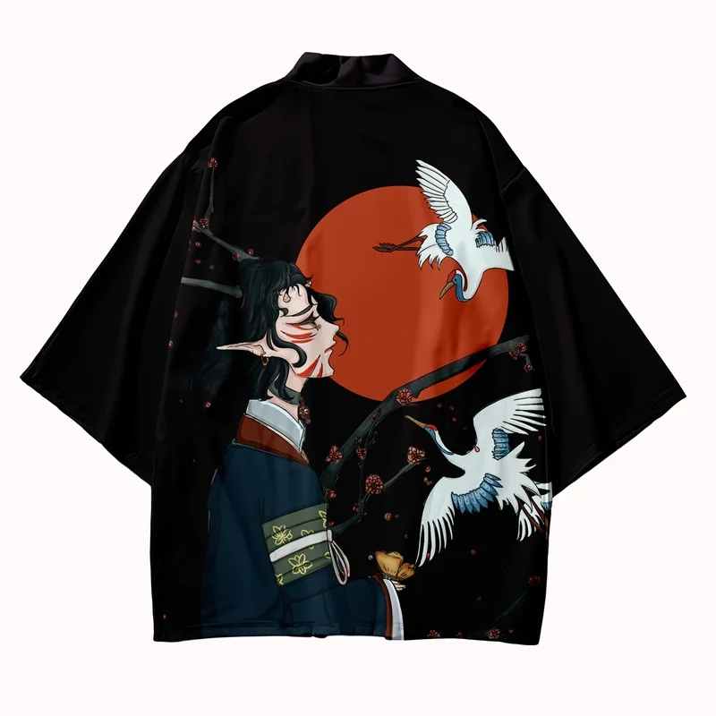 Japanese Kimono Cardigan Men Shirt Asian Streetwear Japanese Robe Kimonos Harakuju Samurai Costume Men'S Haori Yukata 31208