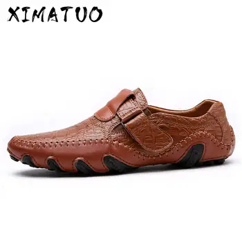 

Hot Sale Leather Shoes Men Casual Waterproof Moccasins Loafers Slip-on Shoes Breathable Male Flats Sneakers 2019 Large Sizes 48