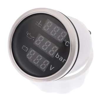 

52mm 3 in 1 Multi-Function Digital Gauge Water Temp Oil Pressure Gauge Sensor With Alarm Fit For Car Boat Marine Motorcycle