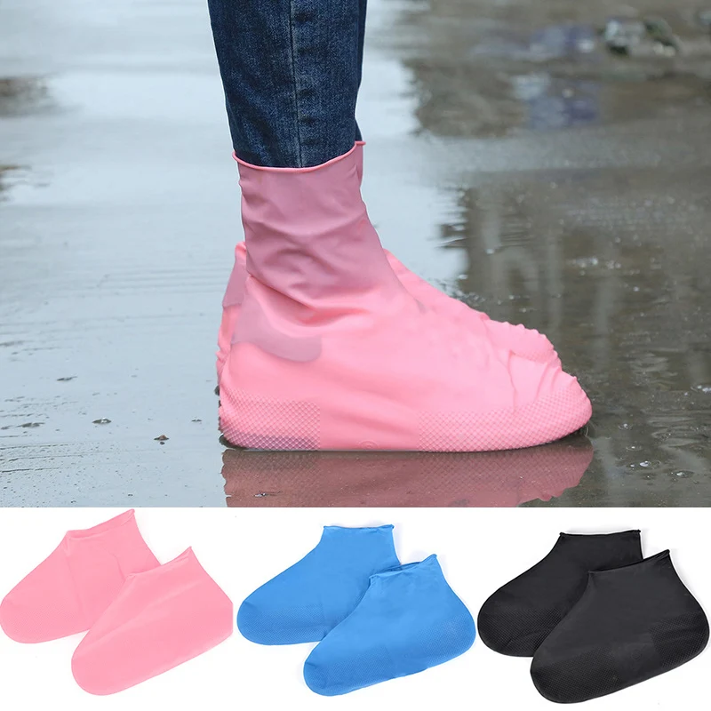 Rain Shoe Cover Waterproof Rubber Anti Slip Rain Boot Overshoes Raincoat Reusabl 