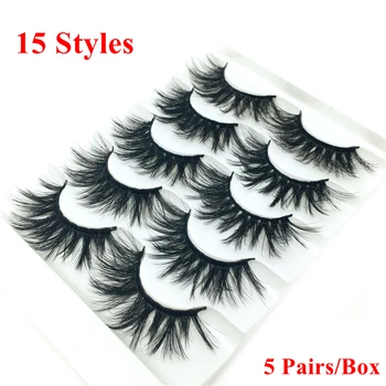 

5 Pairs 3D Volume False Eyelashes Extension Wispies Cross Natural Long Fluffy Eyelashes Handmade Cruelty-free Eye Makeup Tools