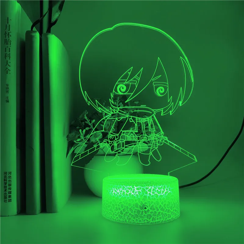 Приложение управления атака на Титанов Mikasa Ackerman ночник 3d иллюзия Лампа для