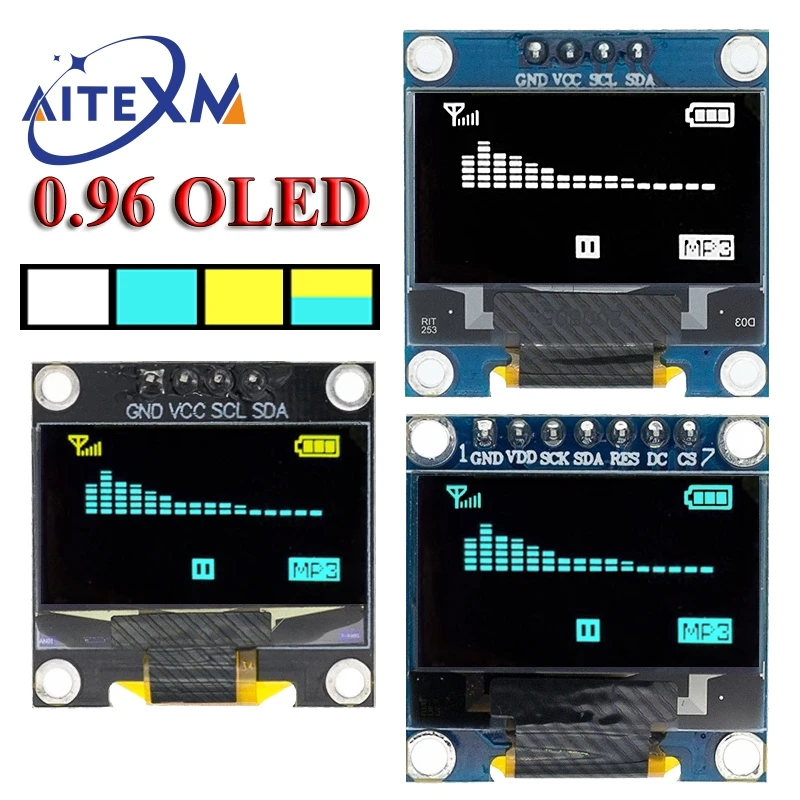 IIC 직렬 백색 OLED 디스플레이 모듈 아두이노 oed용 LCD 스크린 보드 096 인치 128X64 I2C SSD1306 12864 GND VC SCL SDA 096 인치 리뷰후기