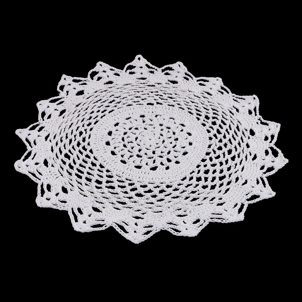 Flower Shape Handmade Crochet Embroidered Doilies Placemat Cotton Lace Doily Table Cover Cup Mat Coaster Table Decoration 30cm