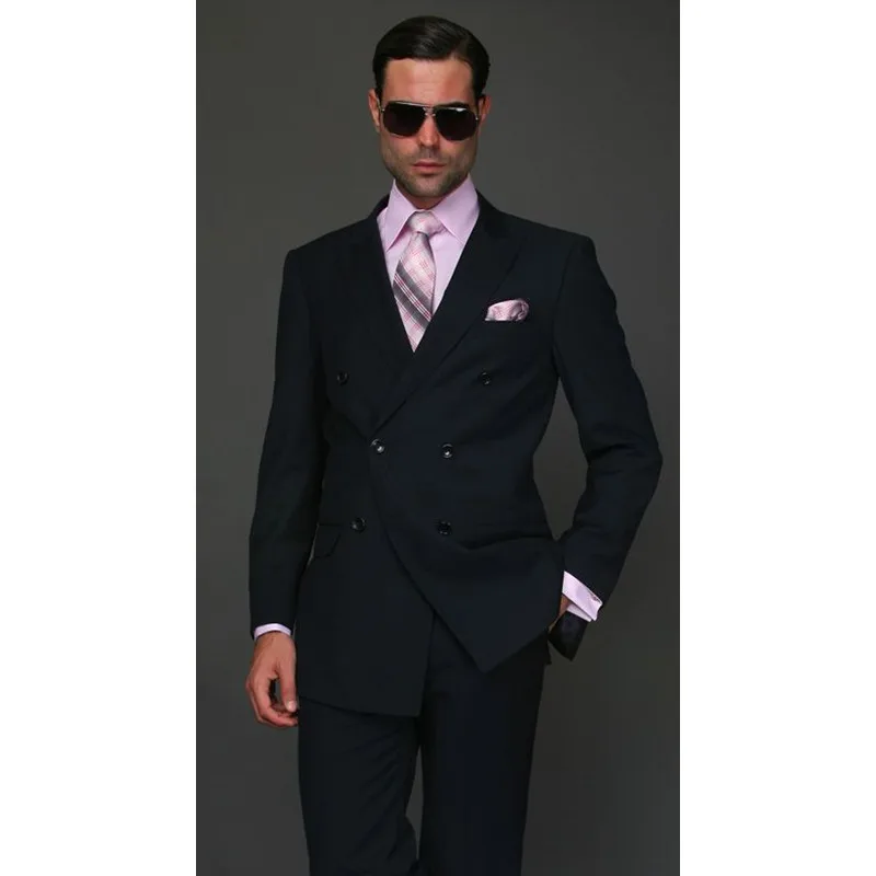 

Custom Made Double Breasted Men's 2 Piece Wedding Groom Tuxedos Groomsman Best Man New Suits Men Suits (Jacket+Pants)