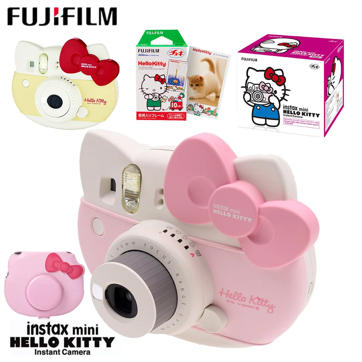 Fujifilm Instax Mini 8 Kitty Limited Edition Instant Camera With 10 Sheets Kitty Film Stickers Strap Box Set Photo Camera Bag Film Camera Aliexpress