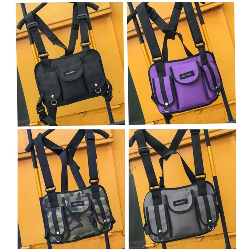 

Chest Rig Waist Bag Hip Hop Streetwear Functional Tactical Chest Bag Cross Shoulder Bag Radio Harness Chest Front Pack