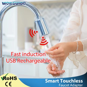 

Touchless Faucet Smart Water Tap Motion Sensor Adapter 5V USB Recharged LED Water Faucet Accessories Glow Colorful for Kitchen