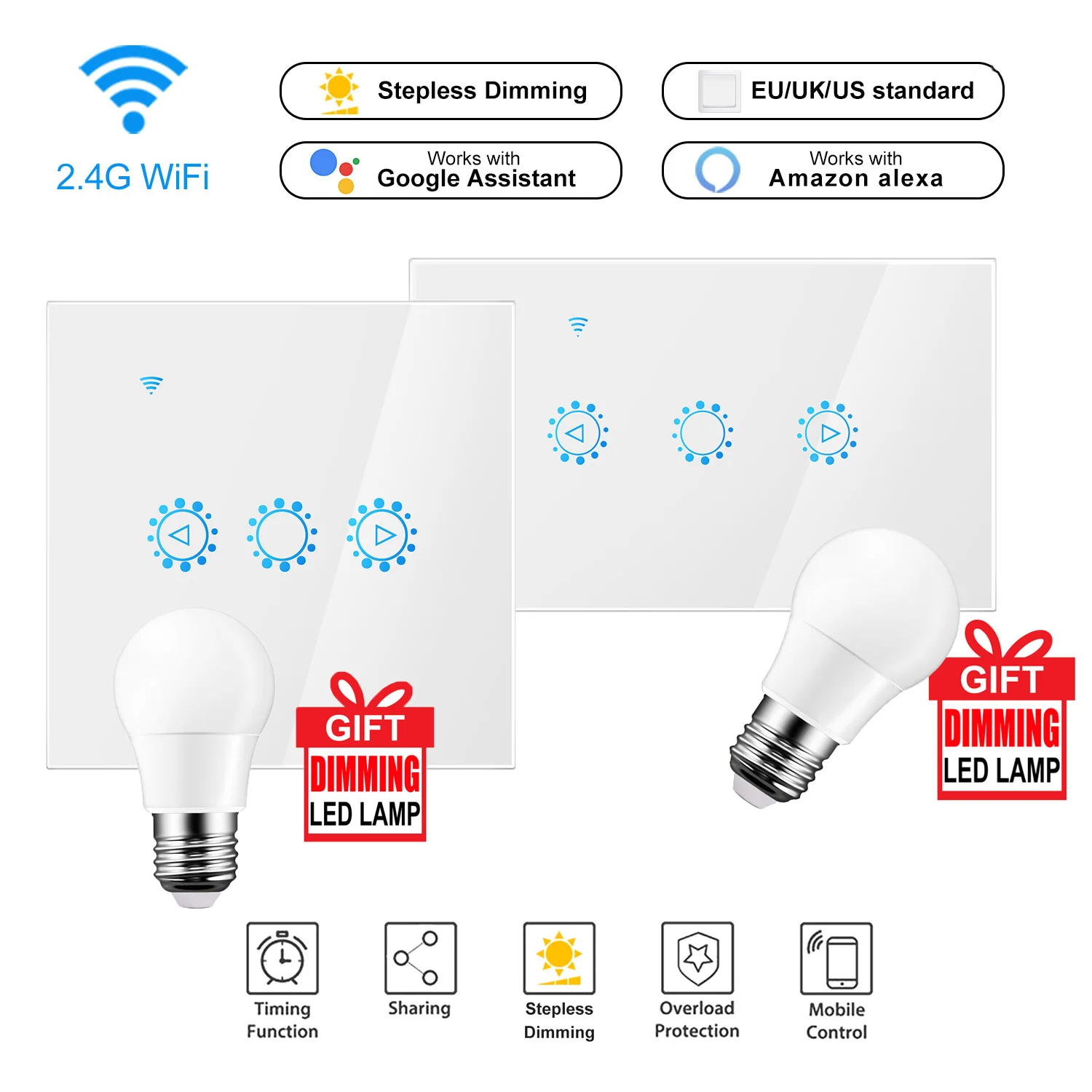 

Led Dimmer 220V/110V Ewelink Wifi Dimmer Switch Smart Touch light switch Bulb Dimmer work With Amazon Alexa Google Assistant