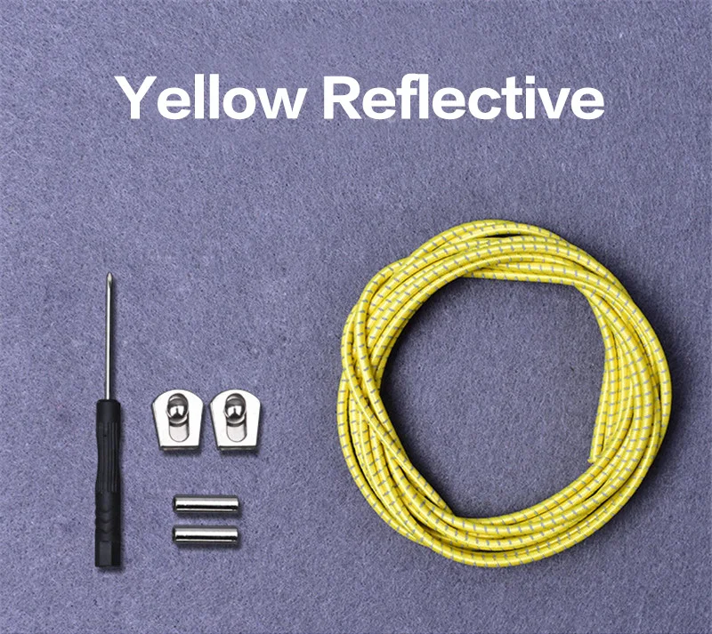 Yellow Reflective 1 пара эластичных светоотражающих шнурков для обуви, шнурки с металлической пряжкой для детей и взрослых, быстро скользящие кроссовки, шнурки для обуви, шнурки для обуви - Цвет: Yellow Reflective