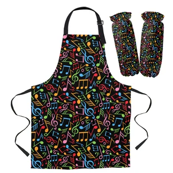 

Apron Kit Color Note Music Kitchen Bib Oven Mitts for Cooking Gardening Woman Kids Aprons Cuff Baking Accessories