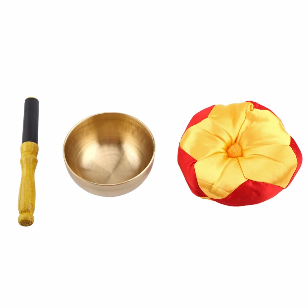 Singing Bowl Mental Music Bowl Copper Brass Art Craft Tibet Buddhism Creative Birthday Gift Cushion Wood Stick Tibetan Buddhism