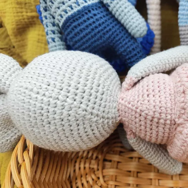 Handmade Rabbit Monkey Crochet Wool Doll Animal Stuffed Plush Toy Baby Soothing Baby Sleeping Plush Toy Gifts for Kids Birthday 2