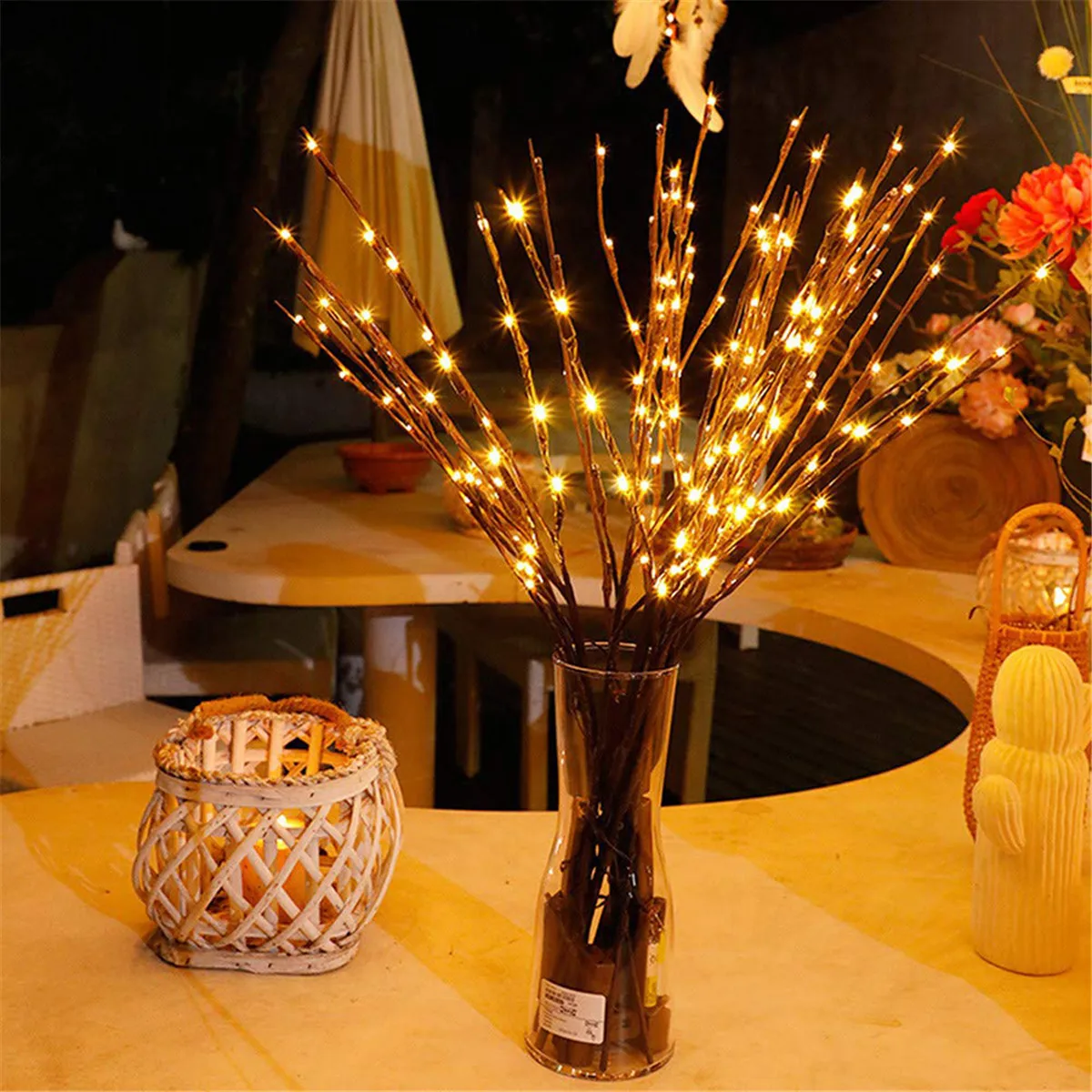 20 Bulbs LED Willow Branch Lights Lamp Natural Tall Vase Filler Willow Tree Branch Christmas Home Wedding Decorative Lights