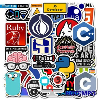 

50pcs Programmer Internet Java Sticker Geek Php Docker Html Bitcoin Programming Language for Mobile Phone Laptop Decal Stickers