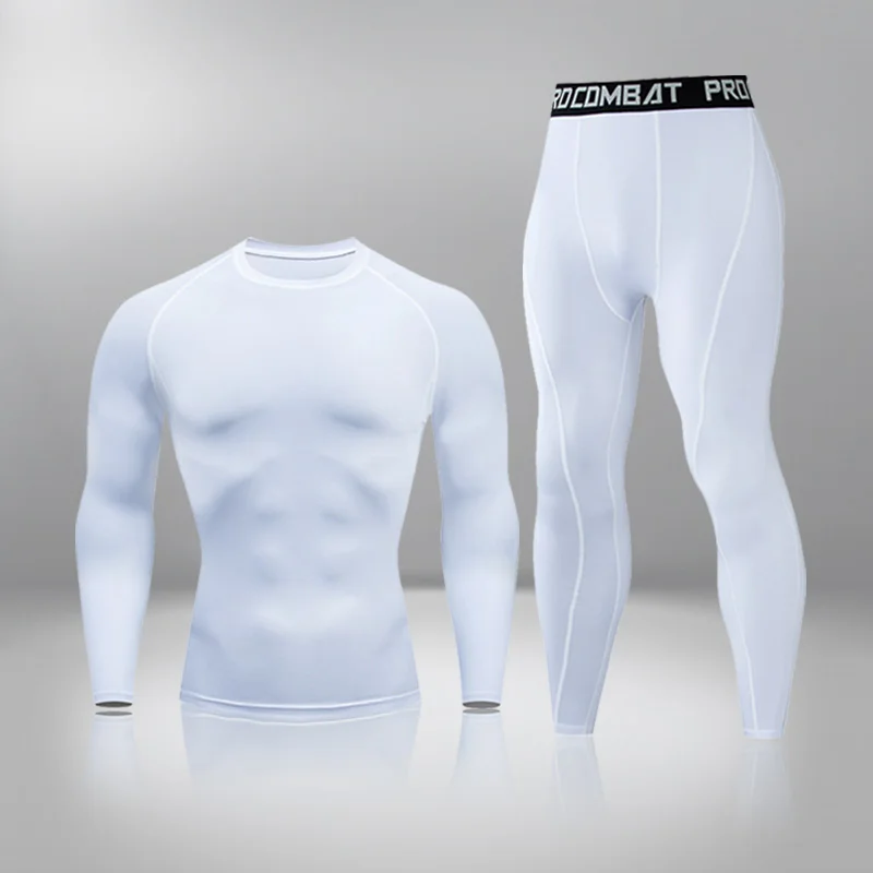 Зимний теплый компрессионный комплект для бега мужские спортивные