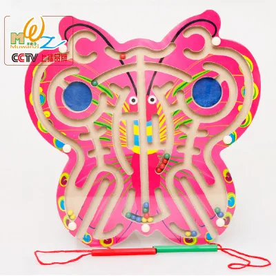 MWZ Magnetic Pen Wielding Intelligence Maze Roll-on Ring Camera Track 3-4-5-6 a Year of Age CHILDREN'S Wooden Toy 0.8