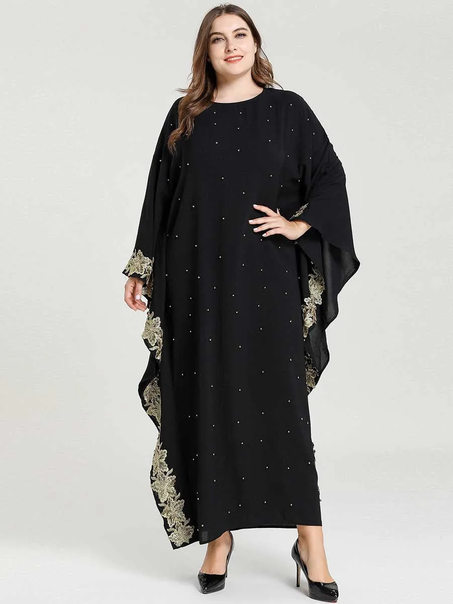 Турецкие платья Хиджаб размера плюс с черным цветочным принтом Дубай Абая мусульманское платье ислам ic одежда Абая для женщин Кафтан халат ислам