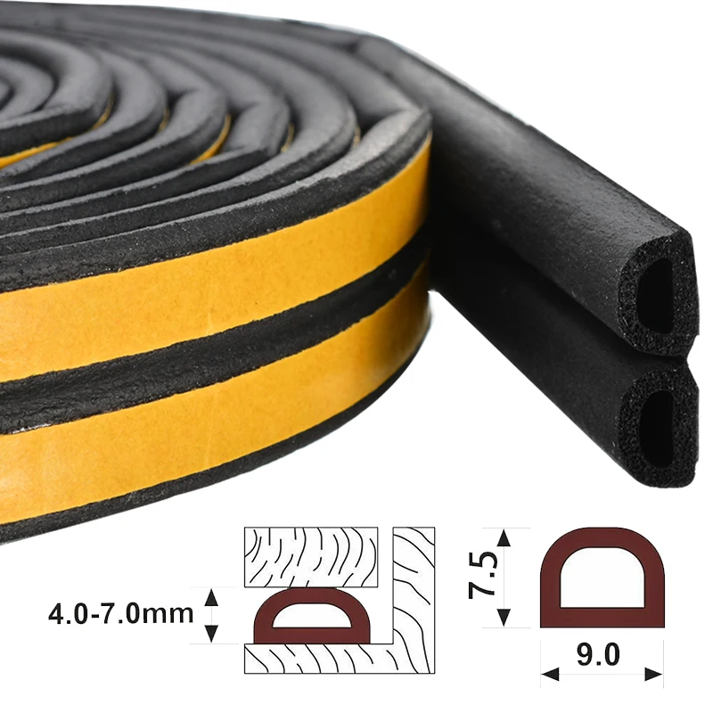Auto Styling 1PC 5M Big D Shape Car Door Window Trim Edge Moulding Rubber Weatherstrip Sealing Strip Automobile Accessories