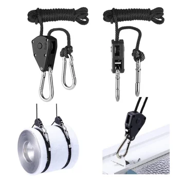 

2pcs Outdoor Tent Light Lifting Lanyard Camping Hiking Pulley Rope Ratchet Hanger Tent Tools EDC Survival Equipment black