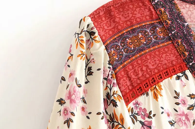 Boho шикарные женские платья, красные цветочные принты, рукав летучая мышь, пляжные богемные вискозные Хлопковые Платья-макси, Дамское богемное платье с v-образным вырезом и кисточками
