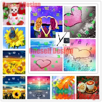 

2019 Diamond Painting Full Square clock heart 5D Diamond Embroidery Full Set clock Diamond Mosaic Sale diamond embroidery clock
