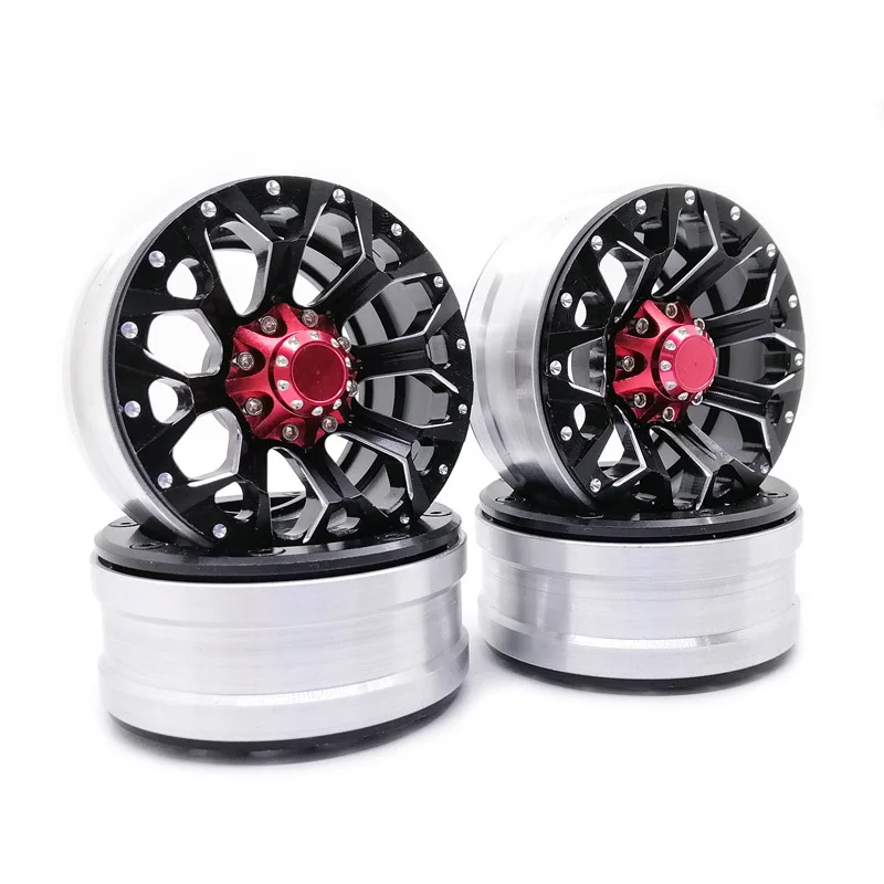 

4PCS Wheel Hubs 1:10 Climbing Car D90 SCX10 CC01 TRX4 1.9inch Wheel Hubs Aluminium Alloy Red/Black