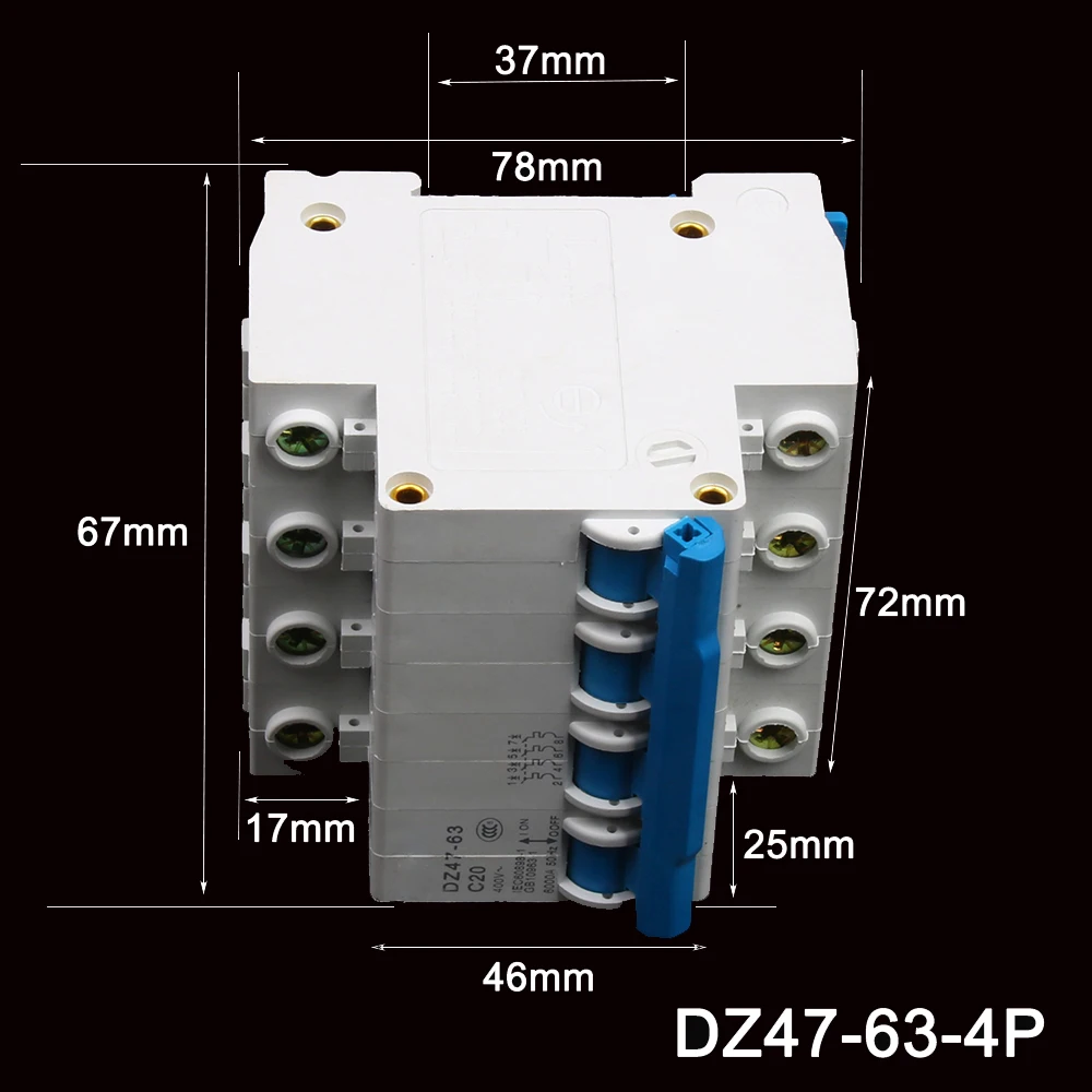 1P 2P 3P 4P DZ47-63 3A 6A 10A-25A 32A-63A C45 бытовой промышленности воздуха открытый мини-выключатель защиты вырез переключатель чоппер