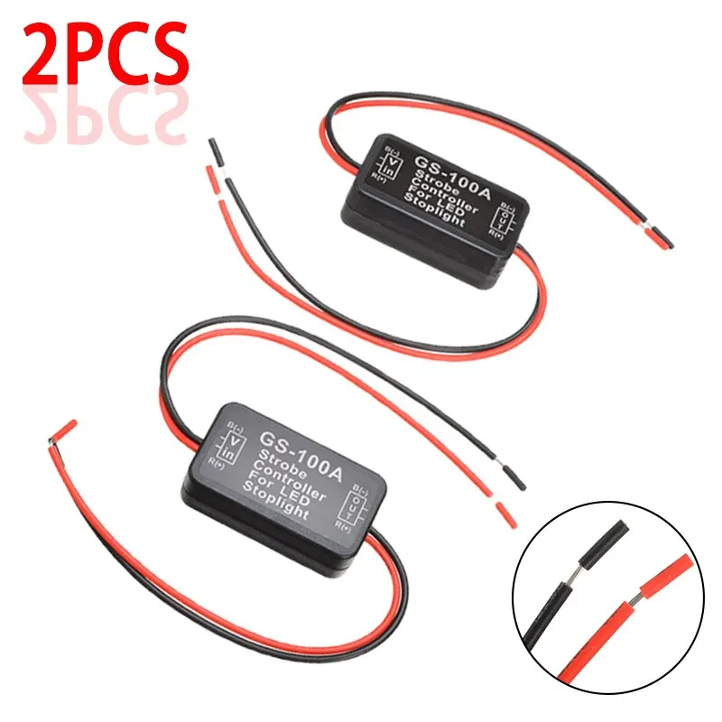 2pcs 12V 10W Car GS-100A LED High Position Brake Tail Stop Light Strobe Flash Flashing Controller Box LED Lights