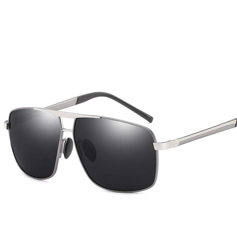 Серые линзы квадратные готовые Близорукие Солнцезащитные очки Мужские поляризационные металлические очки для вождения UV400 Солнцезащитные очки по рецепту 0-0,5-1,0-1,5-6,0 - Цвет линз: Silver