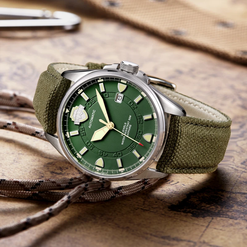 Luxury Brand Men Automatic Watch Sapphire ArmyGreen Military Mechanical Watch for Men Canvas Relogio Masculino 2021 Hdb8aa89d211b4972b81d101565ab3db5Q