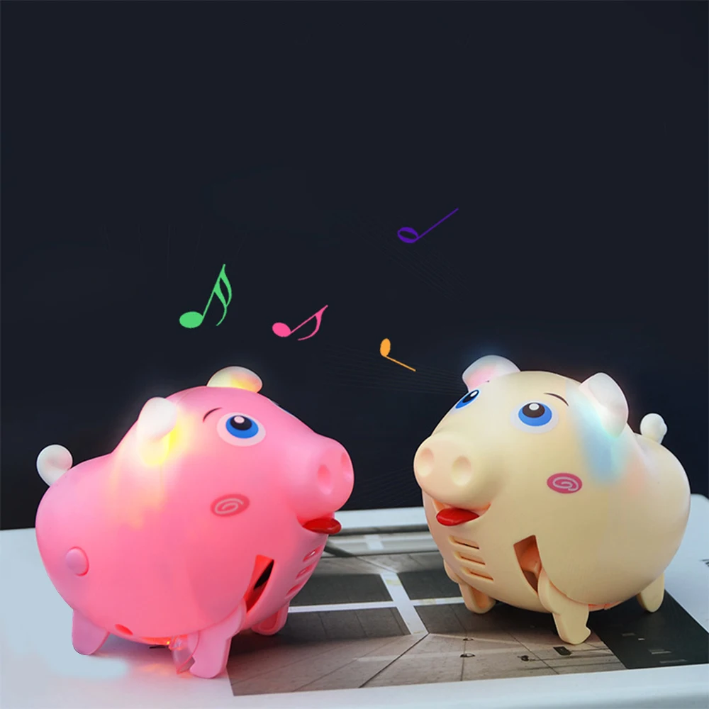 Бегущая свинья игрушка для домашних животных, подтекающая пищащая жевательная игрушка, пластиковая звуковая Голосовая мультяшная Игрушка Свинья с музыкальным голосовым управлением, игрушки для подарка