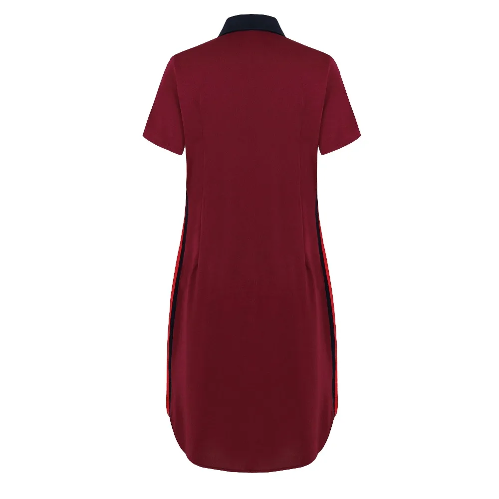 Fashion Brand Women Polo Dress T Shirt Short Sleeve Summer Elegant Dresses Patchwork Female Casual Oversized 6XL Vestidos