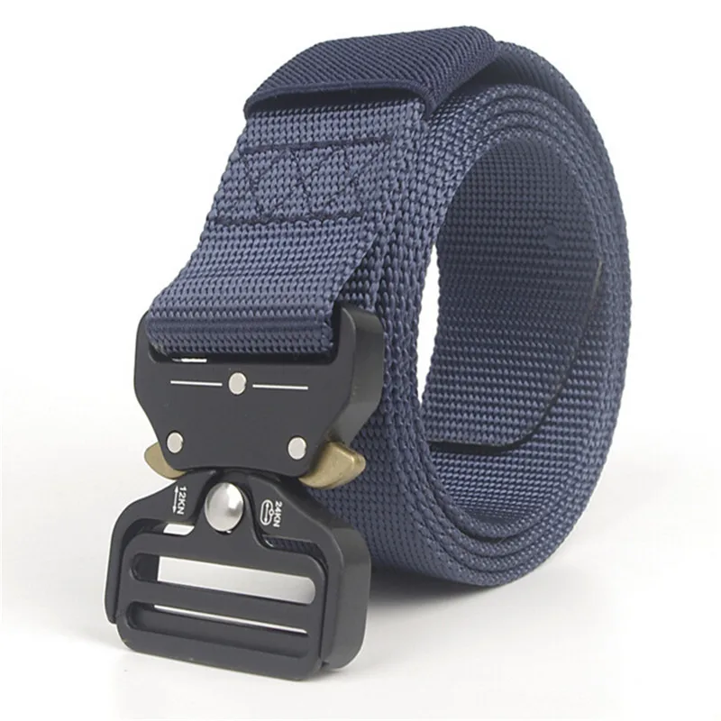 blue 2 Tactical 120CM Outdoor Military Tactical Belt solid Buckle Nylon Waist Belts Multicam Molle Automatic Buckle Army Belts - Цвет: blue 2