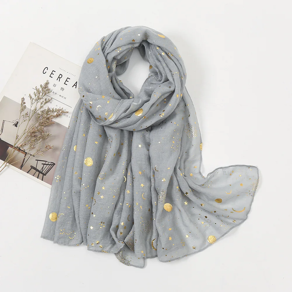 

10 Colors Fashion Bronzing Gold Moonlight TR Shawl Scarf Lady High Quality Soft Thin Pashmina Stole Bufandas Muslim Hijab Sjaal