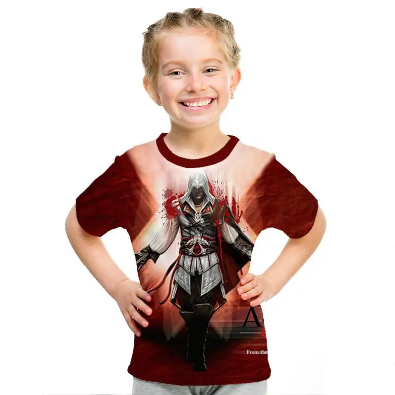Camiseta de manga corta con estampado 3D Assassin Creed Altai para nios y nias