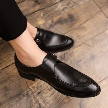

Italian Style Men Shoes wedding Leather Shoes Fashion High Quality Flats Loafers Big Size 38-46 Wedding Party slip on Shoes w5