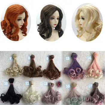 

Cute Women DIY Long Curly Doll Hair Cosplay Wig Anime Party Extension Hairpiece Doll Accessories Kids Educational Toys