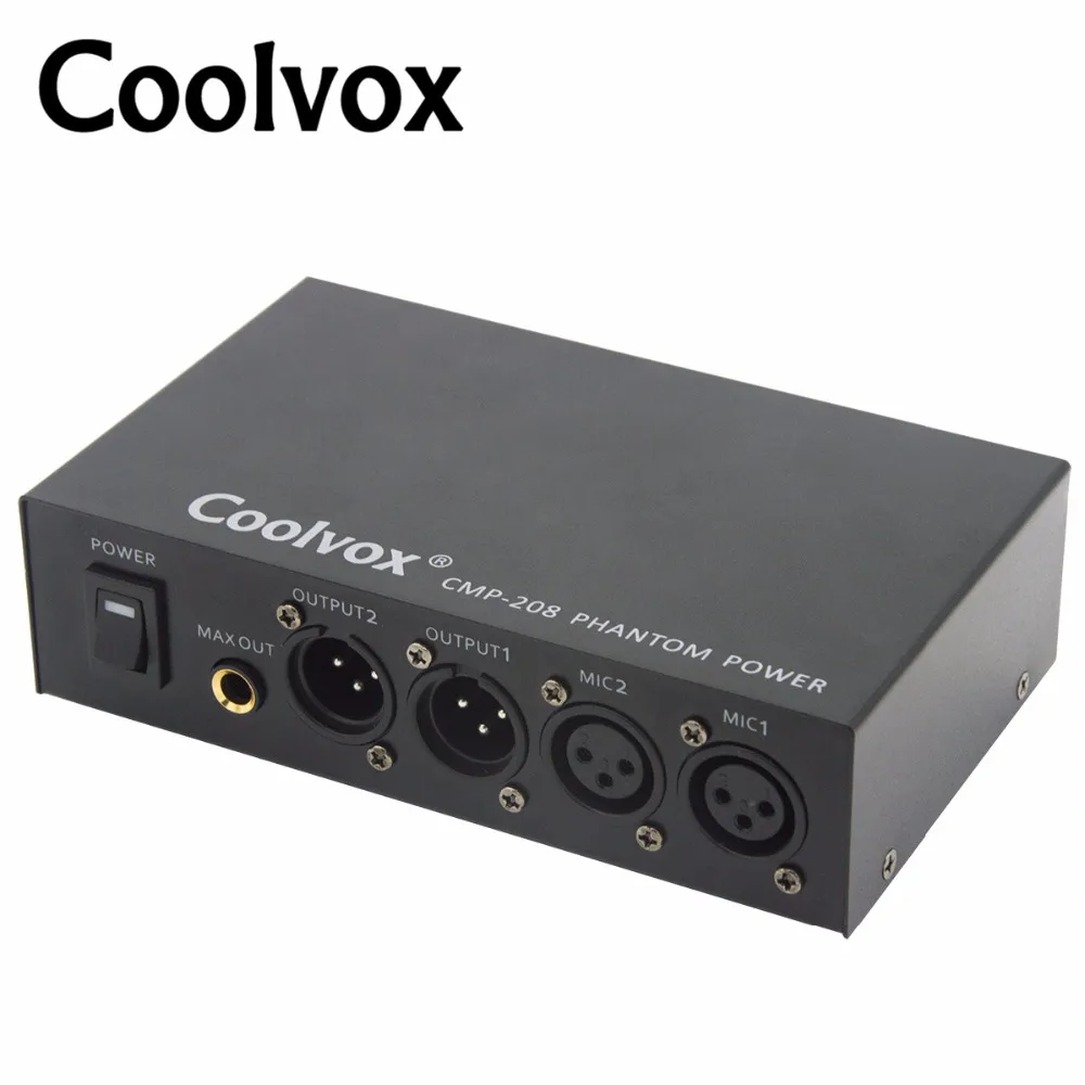Fonte de Alimentação para o Condensador Equipamento de Gravação Coolvox Profissional Dupla Mista Ouput Fantasma Microfones Música 100 V-250 v dc 48v