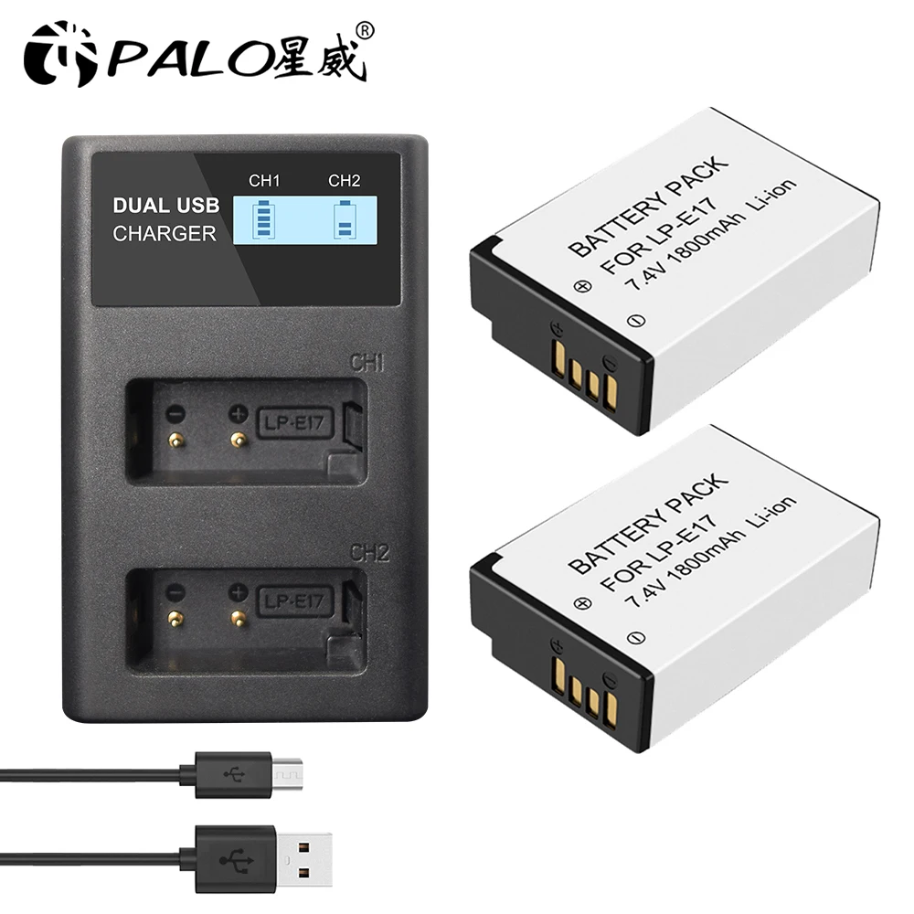 Palo Usb Lpe17 Battery Charger Con Lp E17 Lp-E17 Batteria Per Canon Eos 200D M3 M6 750D 760D T6I T6S 800D 8000D Bacio X8I Macchina Fotografica