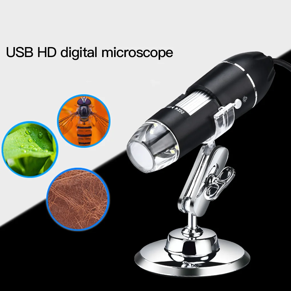 

Adjustable 1600X 8 LED Digital Microscope Type-C/Micro USB Magnifier Electronic Stereo USB Endoscope for Mobile PC