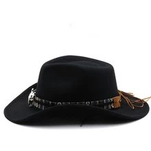 Retro Cashmere Jazz Hat Cow Head Western Cowboy Hat Outdoor Hipster Vacation