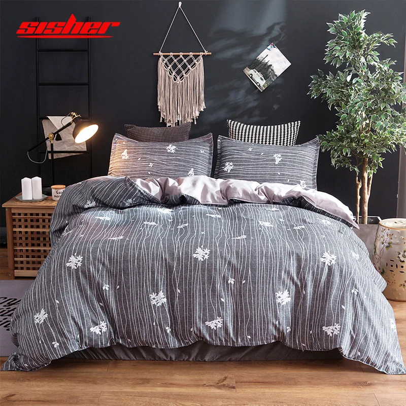 

Sisher Pastoral Duvet Cover And Pillowcase Plant Printed Bedding Set Bed Linen Single Double Full Queen King Capa De Edredon