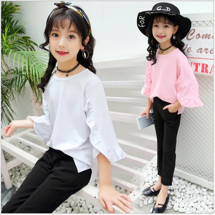 

Girl'S Suit 2019 New Style Spring Clothes Children Bell Sleeve Fashion Piece Fashion Korean-style Fashion Ten-Year-Old Childrens