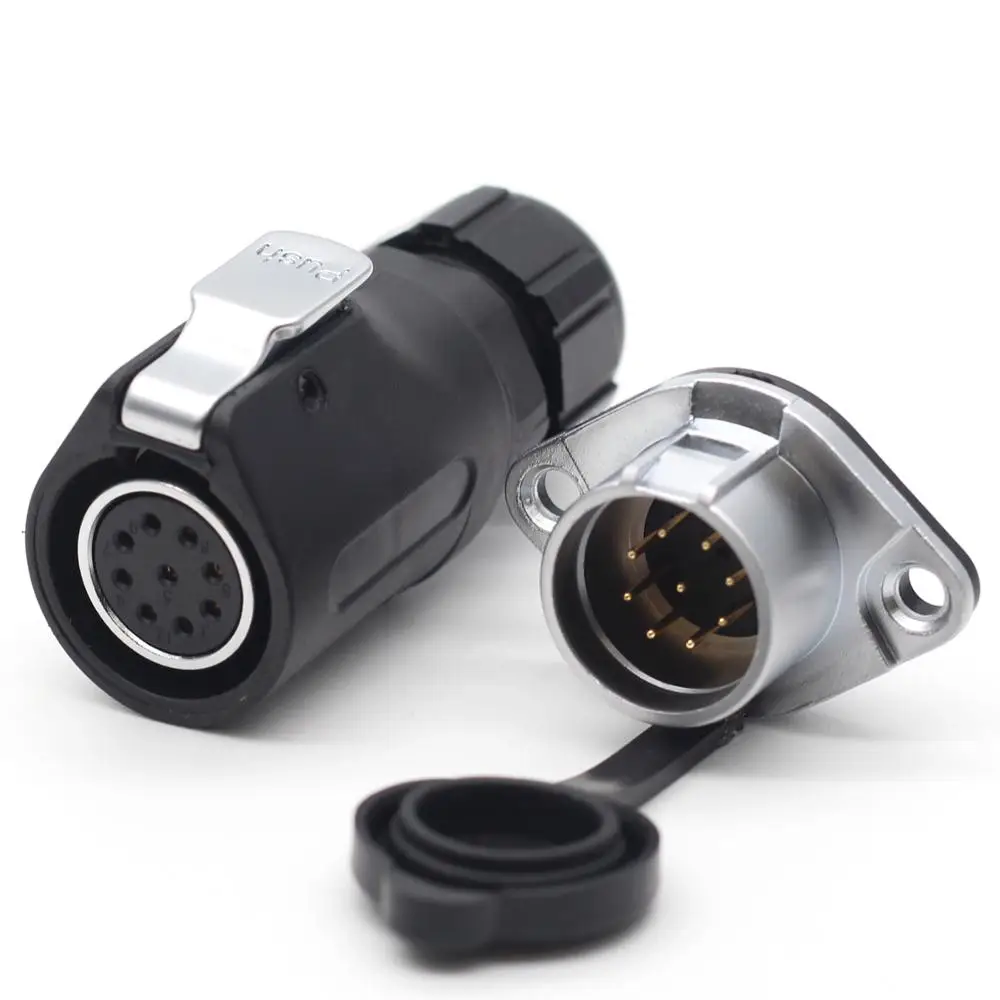 

XHP20,IP67 Waterproof 9 Pin LED Light Power Aviation Connector Male Socket Female Plug Cable For 3-12mm
